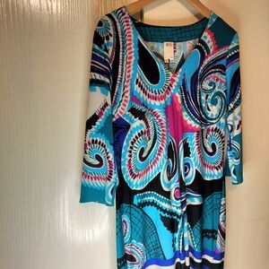 Ali Ra Neiman Marcus Colorful Paisley V-Neck Sheath Dress Wm's 10 MSRP $228. $65